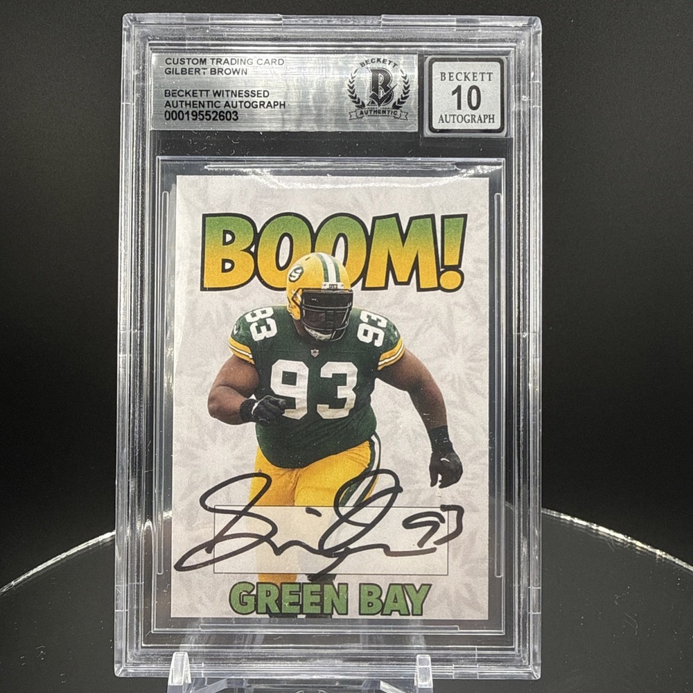 Boom! 2023 Gilbert Brown Green Bay Packers #93 Autographed BAS Beckett 10